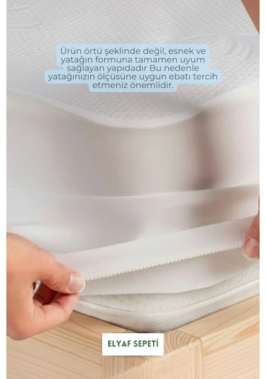 Pamuklu Üst Kumaşlı Yatak Alezi Ultra Sessiz Sıvı Geçirmez Yatak Koruyucu Alez Beyaz