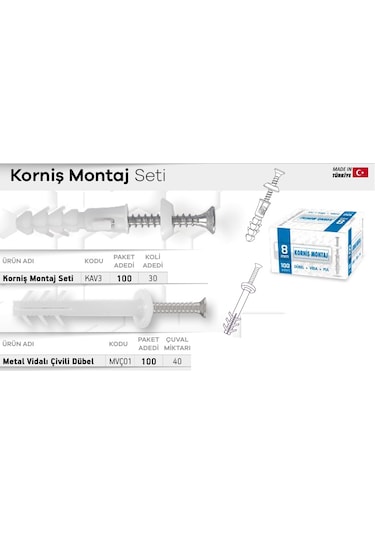 Made Korniş Montaj Seti 100 Adet