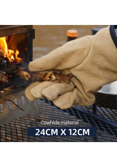 Homyl Deri Güvenlik İş Eldivenleri Yangın Isı Direnci Haki