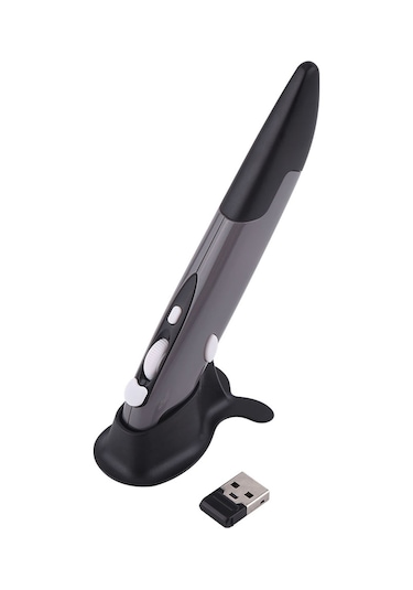 Lemestar Kablosuz Kalem Mouse - 2.4ghz 10m Menzil, 500/1000 Dpı Ayarlanabilir, Ppt Sayfa Döndürme Tekerleği, Pil Alarmlı Gri/siyah