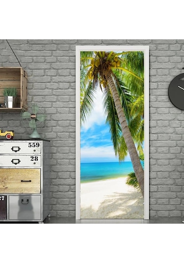 Kendinden Yapışkanlı Kapı Duvar Kağıdı Pvc Ev Tasarım Dekorasyon Plaj Yol Etiket Porte Manzara Posteri Duvar Duvar Çıkartmaları Mt-3315 Diğer