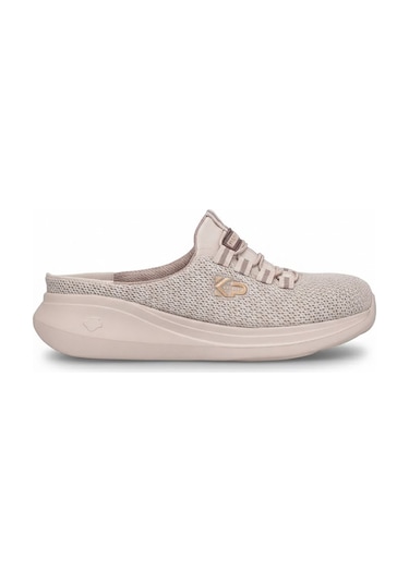 King Paolo D5109 Krakers Sabo Kadın Memory Foam Düz Sandalet Bej Bej