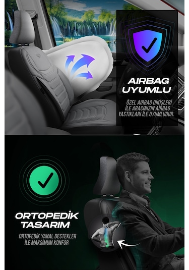 Füme - Füme Panda Manavgat Serısı Lakos Kumaş Oto Koltuk Kılıfı - Tam Set