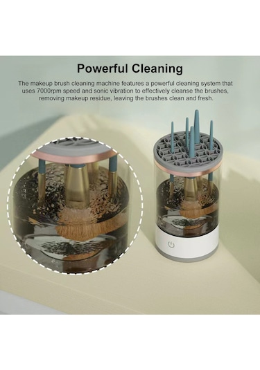 Yifomall "şeffaf Makyaj Fırçası Temizleyici - 7000 Rpm Hız Ve Ses Dalgası İle Derin Temizlik, Usb Güçlü, Saklama Özellikli"
