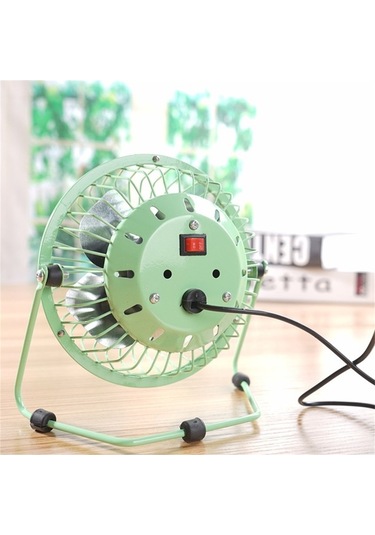 Fortunelane Usb Tahta Fanı, 4 Metal Bıçaklı, Ultra Sessiz, 360 Ayar, Kişisel Soğutma, Bilgisayar Soğutucu, Mavi