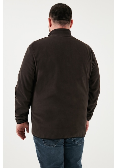 Buratti Regular Fit Dik Yaka Fermuarlı Büyük Beden Polar Erkek Hırka 5906028B Antrasit