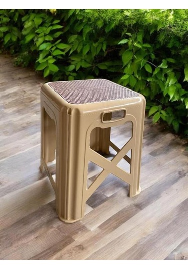 4 Adet Modern Orta Boy Plastik Mutfak, Banyo, Balkon Ve Bahçe Taburesi Krem