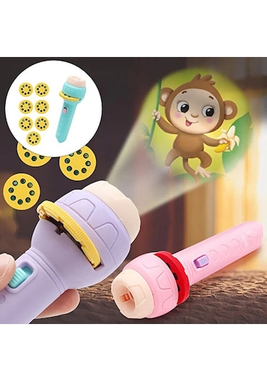 Lovoski 56 Resimli Projeksiyonlu Çocuklar İçin Eğitici El Feneri