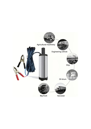 Honeybeeshop Taşınabilir 12v Paslanmaz Çelik Dalgıç Pompa Dizel Kerosen Su İçin Hafif Kolay Kurulum 3m Tel