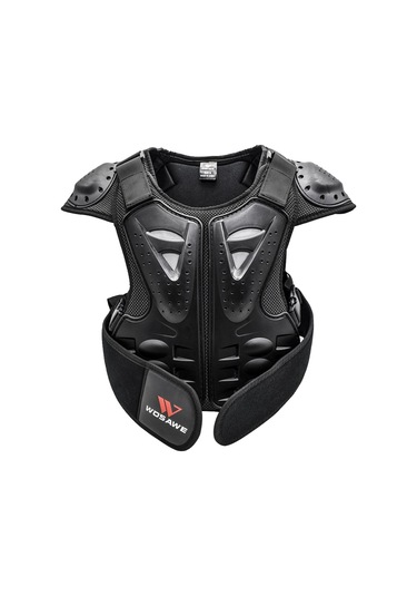 Çocuk Göğüs Arka Koruyucu Yelek Dişli Çocuk Motosiklet L Beden Siyah