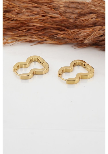 Kadın Çelik Basic Geometrik 2 cm Klipsli Küpe Çok Renkli