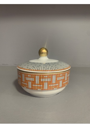 Fermato Porselen Kapaklı Şekerlik Honey Turuncu Serisi Çok Renkli