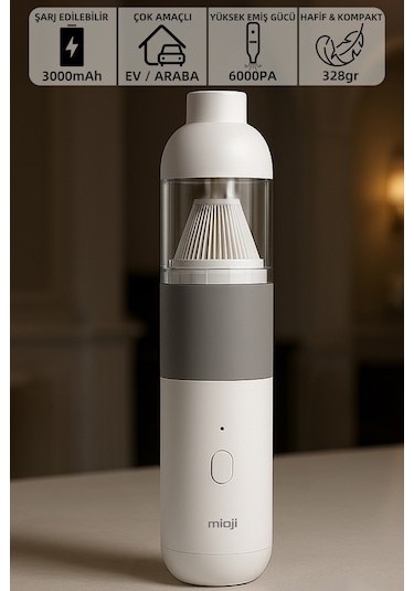 Mioji Mio 3 3000 mAh 6000 PA Taşınabilir Mini Şarjlı Araç ve El Süpürgesi