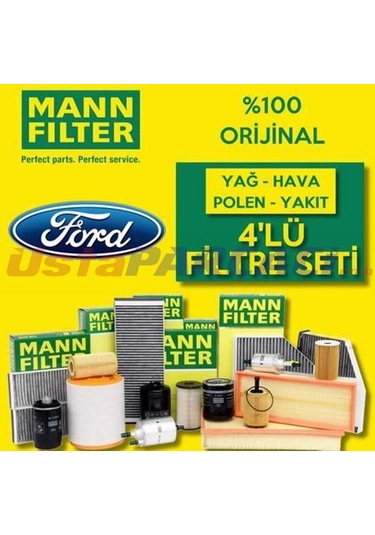 Ford Fiesta 1.4 1.5 Tdcı Mann-Filter Filtre Bakım Seti 2013-2016 (495301620)
