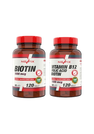 Nevfix B12 Folic Acid&Biotin 120 Tablet Biotin 5000 Mcg 120 Table