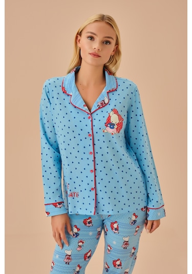 Suwen Lulusu Maskülen Pijama Takımı Sh25218660b956 Mavi