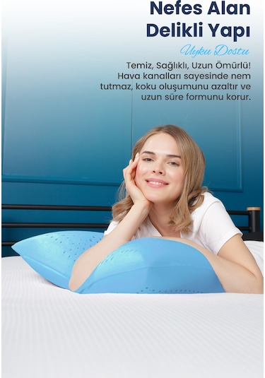 Viscofoam Air Terapi Hava Kanallı Ortopedik Yastık Visco Yastık Mavi 60x40x16cm
