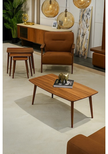 İstanbul Orta Sehpa Ve 3'lü Zigon Sehpa Seti Ahşap/urartu