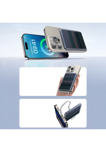 Benks Mp16 Armorgo M-safe Özellikli Aurora Serisi Aramid Fiber Powerbank 15w 10000mah Siyah-yeşil