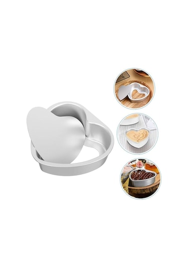 Kek Kalıbı Kalpli Bisküvi Kalp Şeklinde Alüminyum 1 Adet Ağız Çapı 20 Cm Yükseklik 5,5 Cm Gri