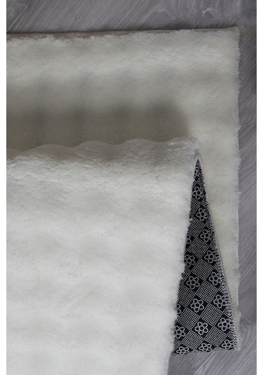 Bubble Oval Yumuşak Peluş Kaymaz Salon Oturma Odası Balkon Halısı Yolluk Krem