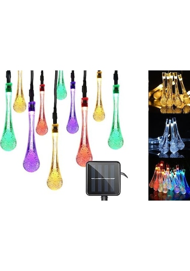 Sge Teknoloji Güneş Enerjili Su Damlası 30 Led Rgb Çok Renkli Sol