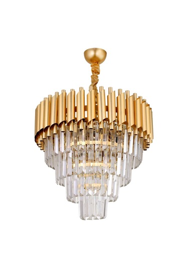 Palmira 45'lik Kristal Taşlı Lüks Avize - Sarı-yaldız Sarı Yaldız