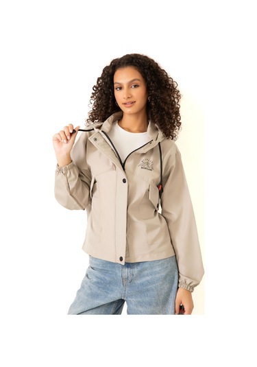 Riverstorm Kadın Taş Su Geçirmez Ve Rüzgara Dayanıklı Kapüşonlu Cepli Çıt Çıtlı Mevsimlik Yağmurluk Taş