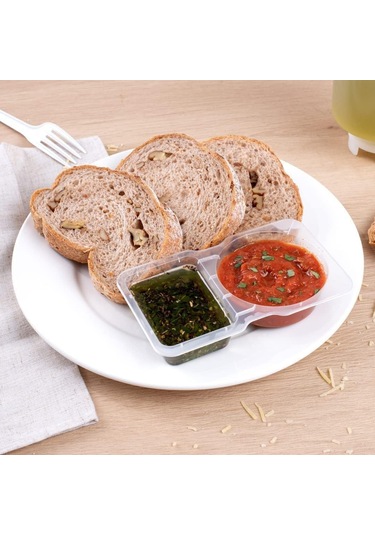 Kangvka 5'li Paket Çift Bölmeli Bisküvi Kutusu - 130ml Isı Dayanıklı -20 C/+120 C Bölünmüş Depolama Kabı Şeffaf