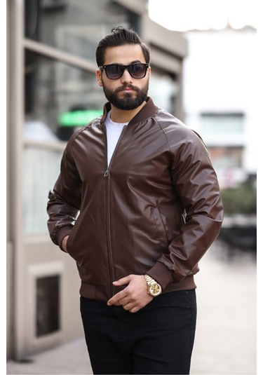 Erkek Süet Kolej Ceket Kahverengi Deri