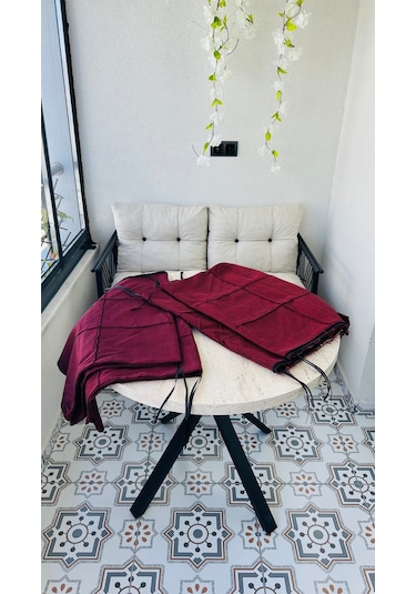 Bahçe Balkon Takımı Minder Kılıf Takımı 4 Adet Bordo