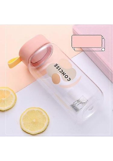 Su Bardağı Sevimli Plastik Taşınabilir Su Şişesi Öğrenci Seyahat Spor Su Bardağı - Renk: Şeftali Çok Renkli