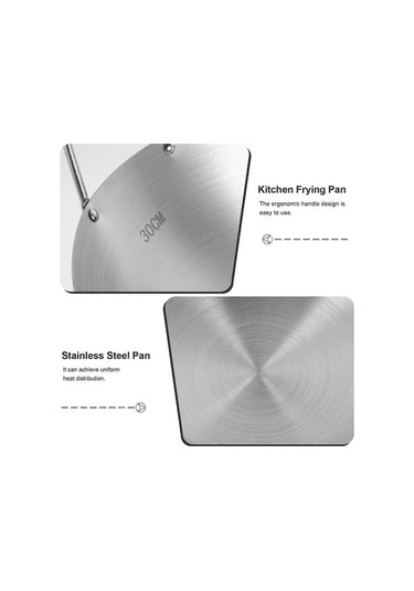 Fastbuy Saplı Paslanmaz Çelik Tava Xw 60cm Koyu Renk Mutfak Ürünü Ev Yemek Tavası