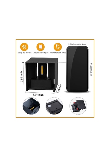 Led Su Geçirmez/su Geçirmez Değil Duvar Lambaları 6w 12w Duvar Işıkları Ev Bahçe Otu Odası Ac85-265v Dış Aydınlatma Aplik 56518788 Siyah