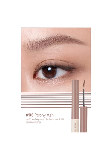 Özel Fırça Tasarımlı, Yoğun Pigmentli Kaş Maskarası Perıpera Speedy Skinny Brow Mascara 05 Peony Ash 05