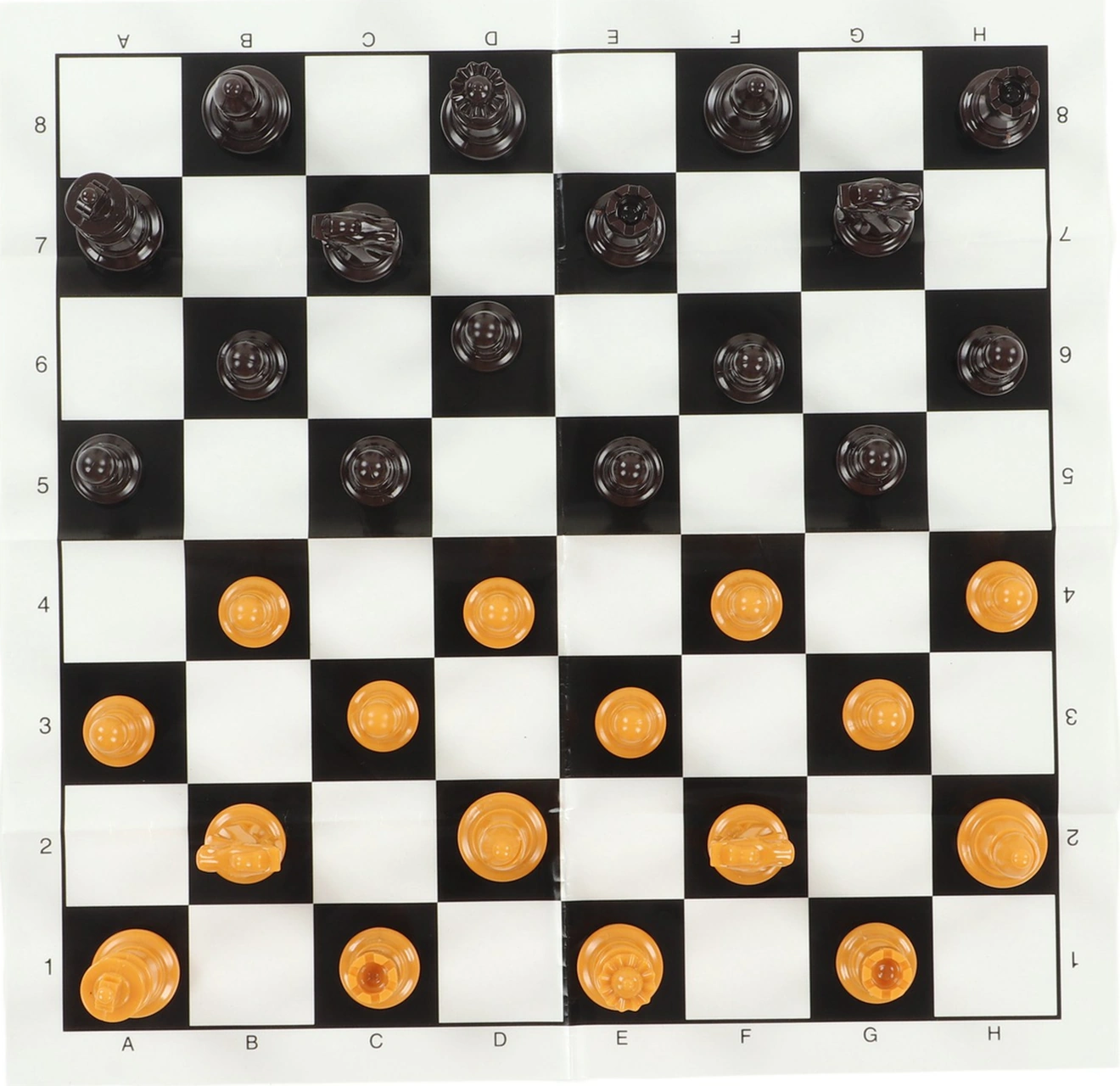 Vkemall Taşınabilir Plastik Satranç Seti - 25cm Folyo Tahta Ve Kumaş Çanta İle, Aile, Seyahat, Kamp İçin Zeka Egzersizi Oyunları