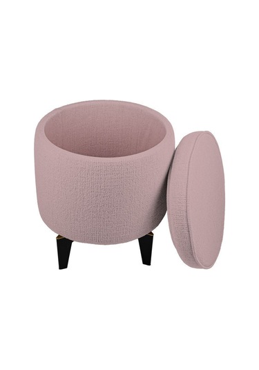 Gazzini Furniture Rio Retro Ayaklı Sandıklı Silindir Dekoratif Puf - Pembe