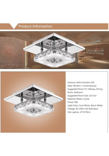 Sarı Modern Dekoratif Kare Yüzükler Kristal Tavan Işık Led Tavan Lambası Gömme Montajlı Aydınlatma Armatürleri Sarı