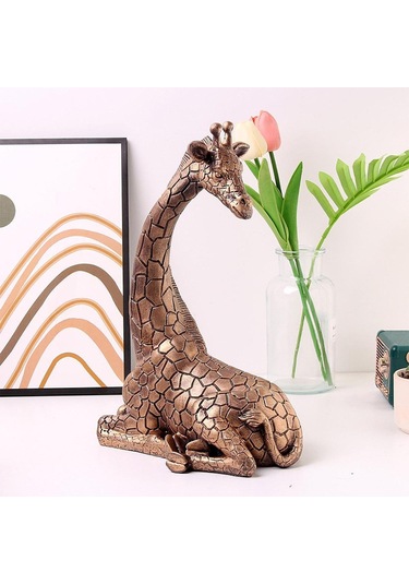 Homyl Reçine Heykelcik Tahsil Dekorasyon Zürafa Heykeli Dolap 22cmx32cm