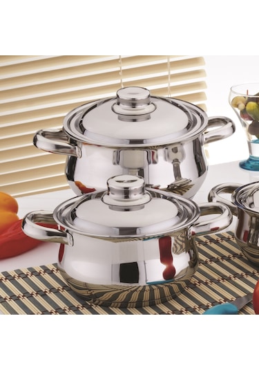 Gülsan Dide 6 Parça Mini Güveç Çelik Tencere Seti-Çelik Kapaklı