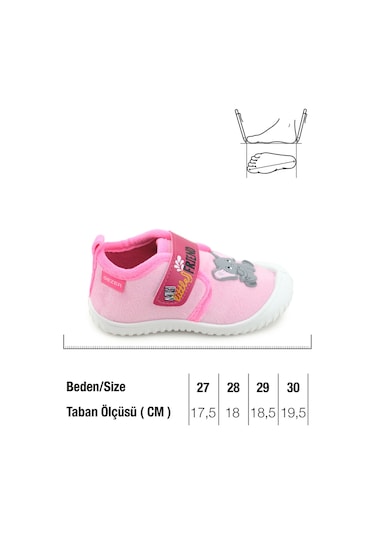 Gezer Kız Çocuk Kışlık Tek Cırt Cırtlı Ayarlanabilir Rahat Taban Ev, Bahçe, Okul, Kreş Panduf Ayakka Pembe