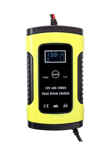 Youmex 12v6a Akıllı Akü Şarj Cihazı, Tam Otomatik, 3 Aşamalı, Soğuk/sıcak Mod, Lcd Ekranlı, Plombik Akü Onarımcı, Avrupa Standartı, Sarı