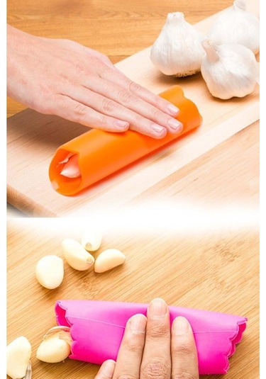 2Li Set Sarımsak Ezici + Sarımsak Soyucu Silikon Soyma ve Ezme