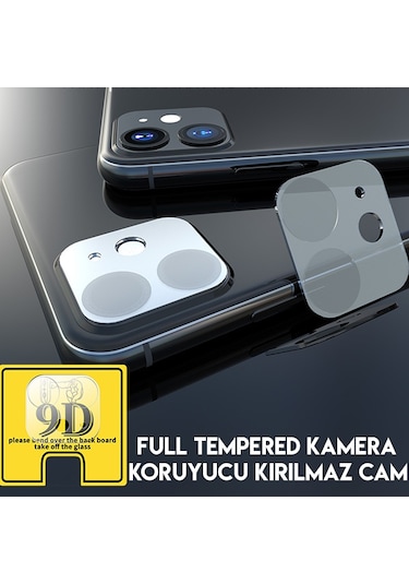 Apple Uyumlu iPhone 11 6.1Inch Full Tempered Kamera Koruyucu Kırılmaz Cam