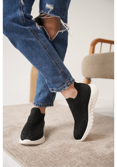 Marvin Günlük Ortopedik Kadın Sneaker Spor Ayakkabı Siyah-beyaz