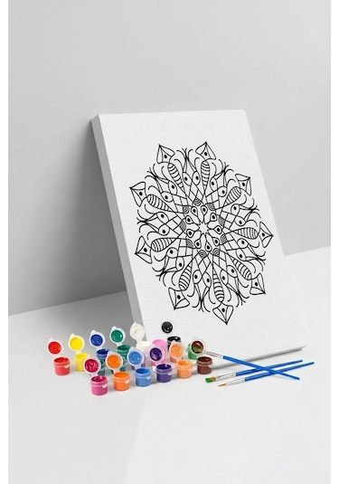 Kalem Desenli Mandala Ahşap Boyama Seti 40x50 Cm