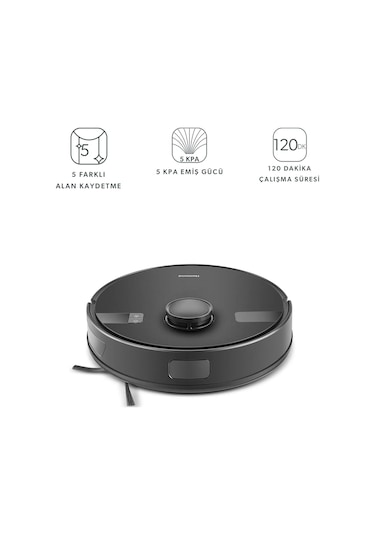 Homend Alex Laser 1291H Moplu ve Haritalamalı Akıllı 5 Kpa Robot Süpürge Siyah