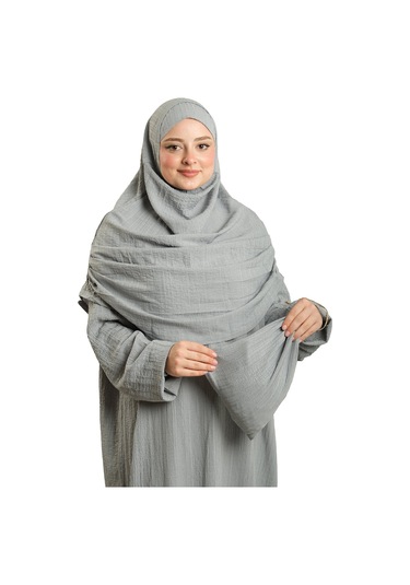 2 Parça Namaz Elbisesi Dokuma Kendinden Desenli 2502 15 Gri