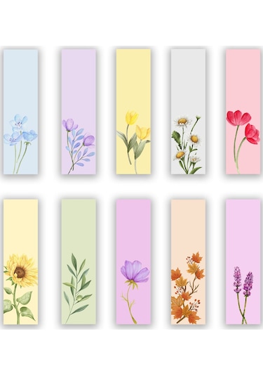 10 Adet Çiçekler Kitap Ayracı 40x145 Mm