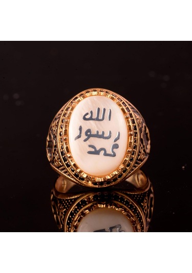 925 Ayar Gümüş Yüzük - Sembol Yüzükler - Erkek Yüzükleri Hat Sanatı Gümüş